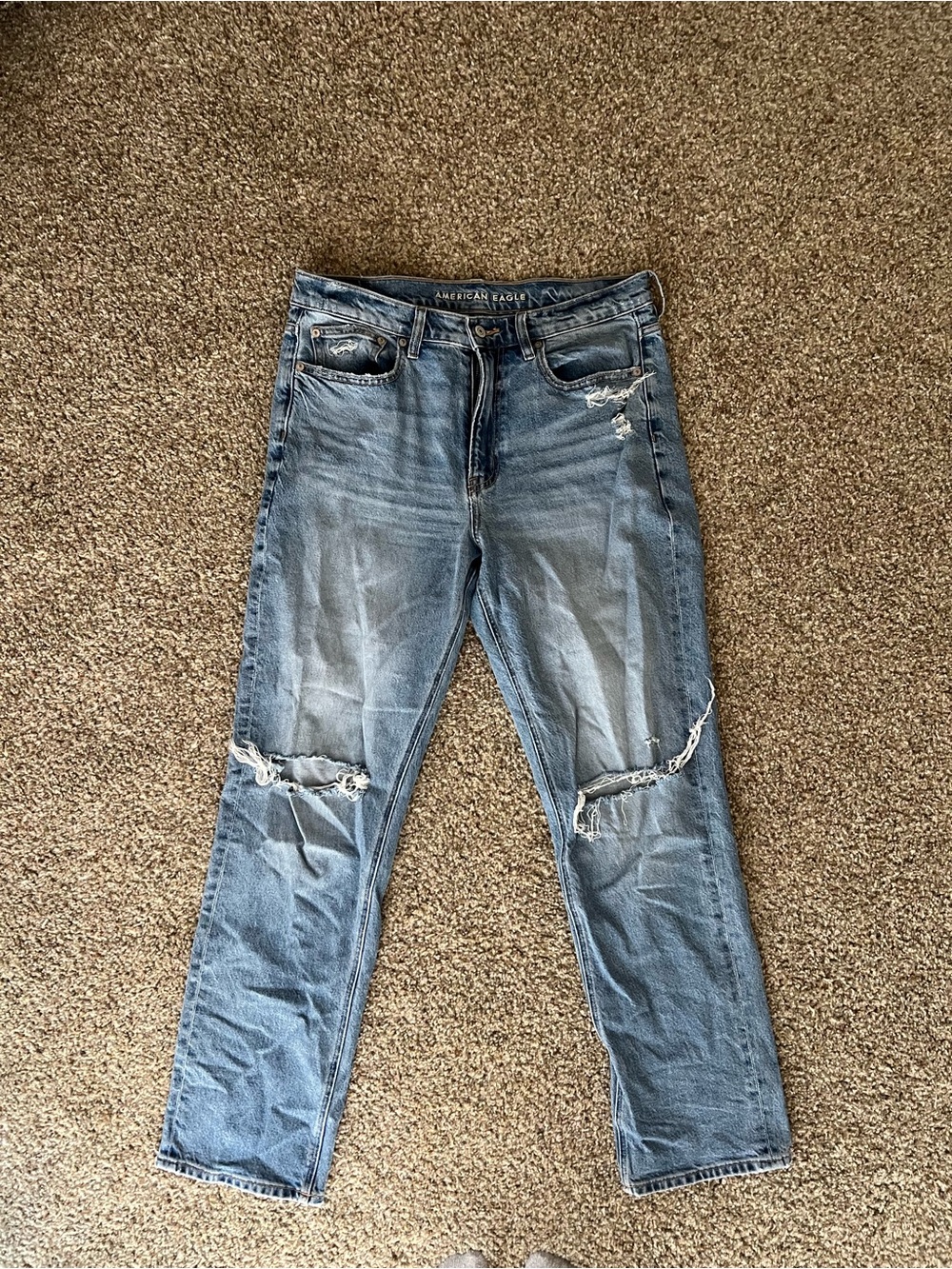 American Eagle Outfitters Women’s Stretch Super High-Waisted Straight Jean 12/L